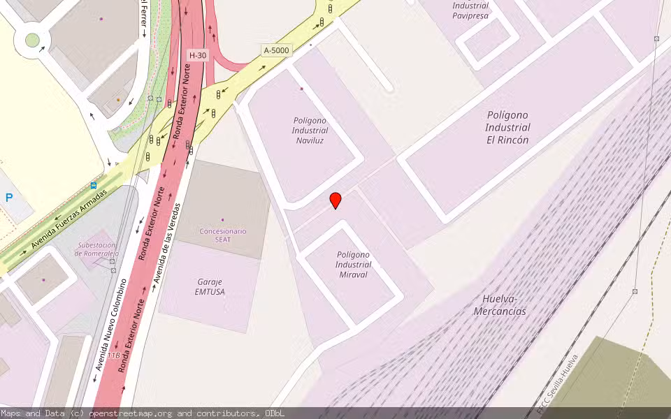 Mapa de Subasta Inmueble (Nave industrial) en Huelva