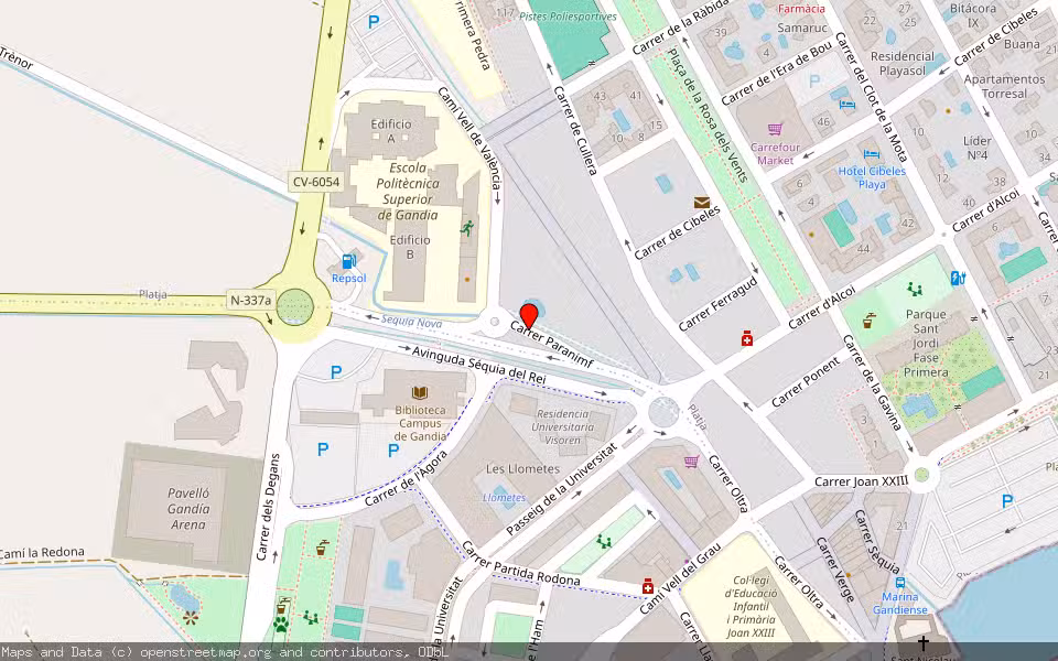 Mapa de Subasta Inmueble (Garaje) en Gandia, Valencia/València