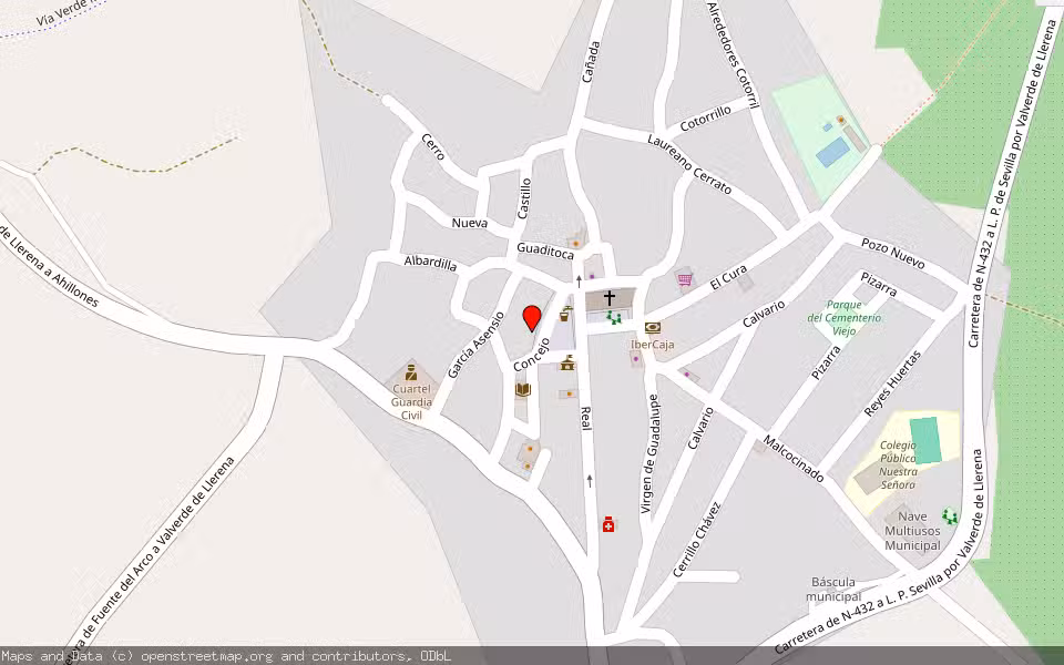 Mapa de Subasta Inmueble (Vivienda) en Valverde De Llerena, Badajoz