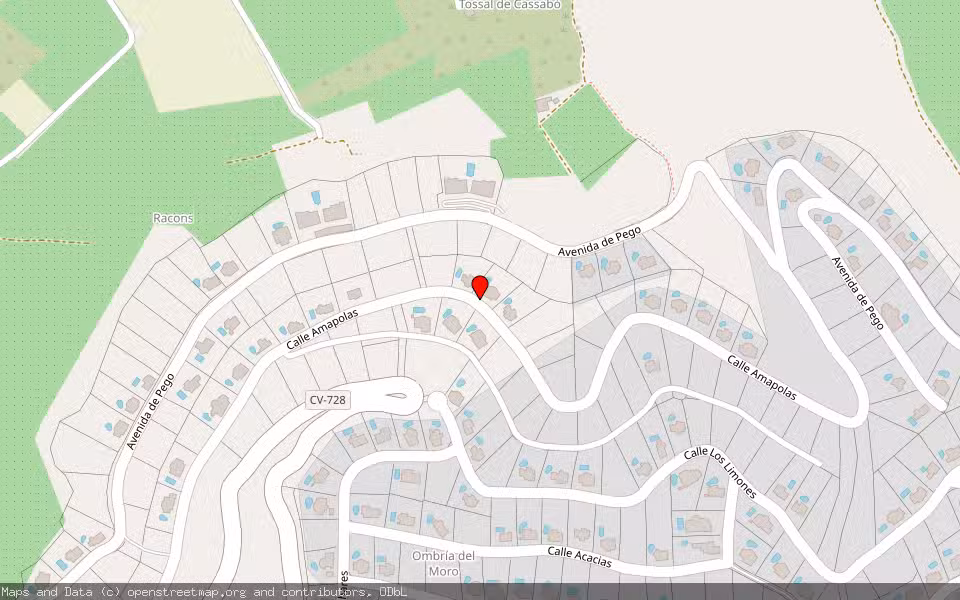 Mapa de Subasta Inmueble (Vivienda) en Pego, Alicante/Alacant