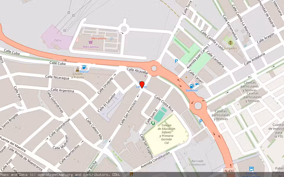 Mapa de Subasta Inmueble (Local comercial) en Badajoz