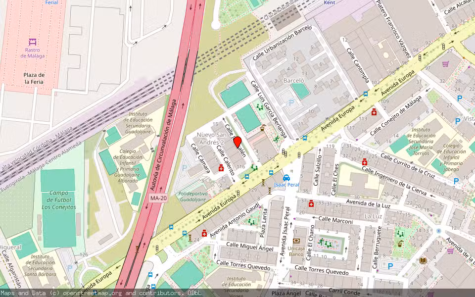 Mapa de Subasta Inmueble (Vivienda) en Malaga, Málaga