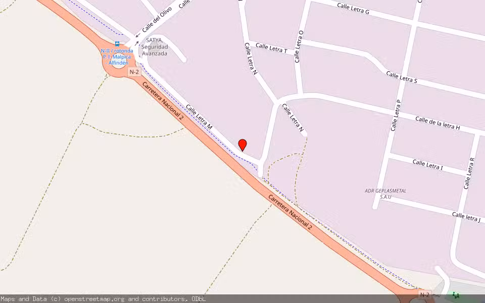 Mapa de Subasta Inmueble (Nave industrial) en La Puebla De Alfindén, Zaragoza