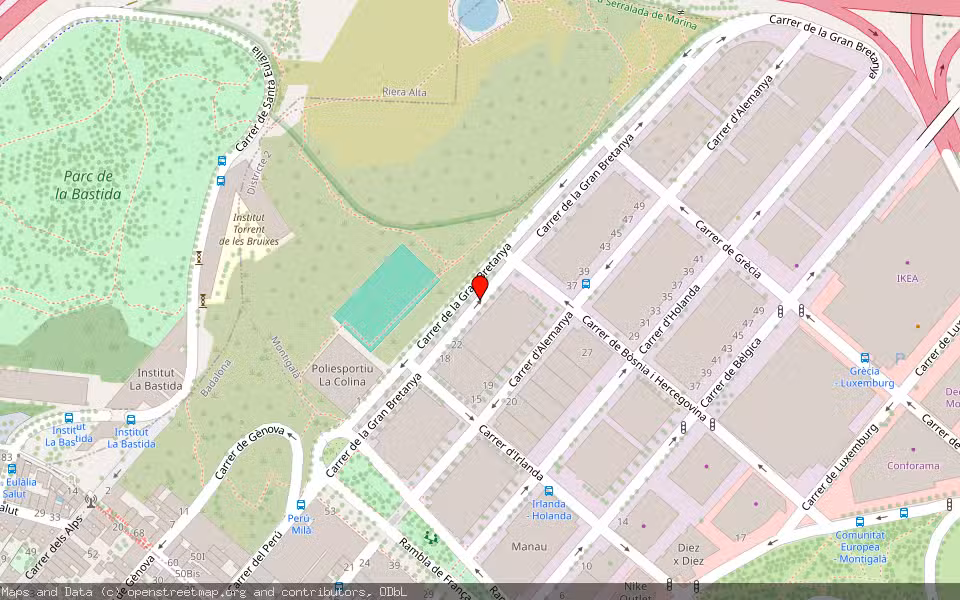Mapa de Subasta Inmueble (Nave industrial) en Badalona, Barcelona