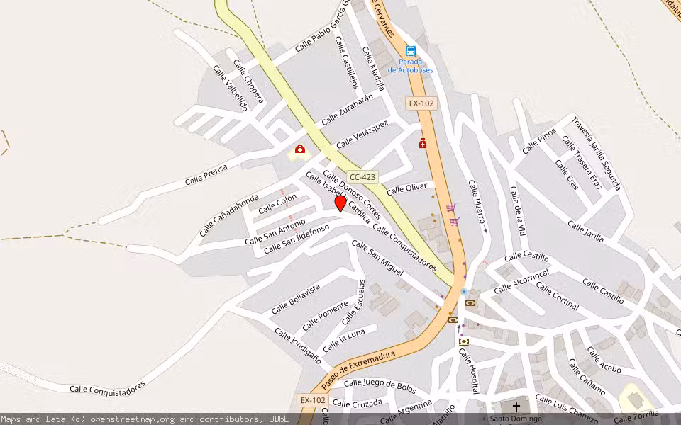 Mapa de Subasta Inmueble (Vivienda) en Cañamero, Cáceres