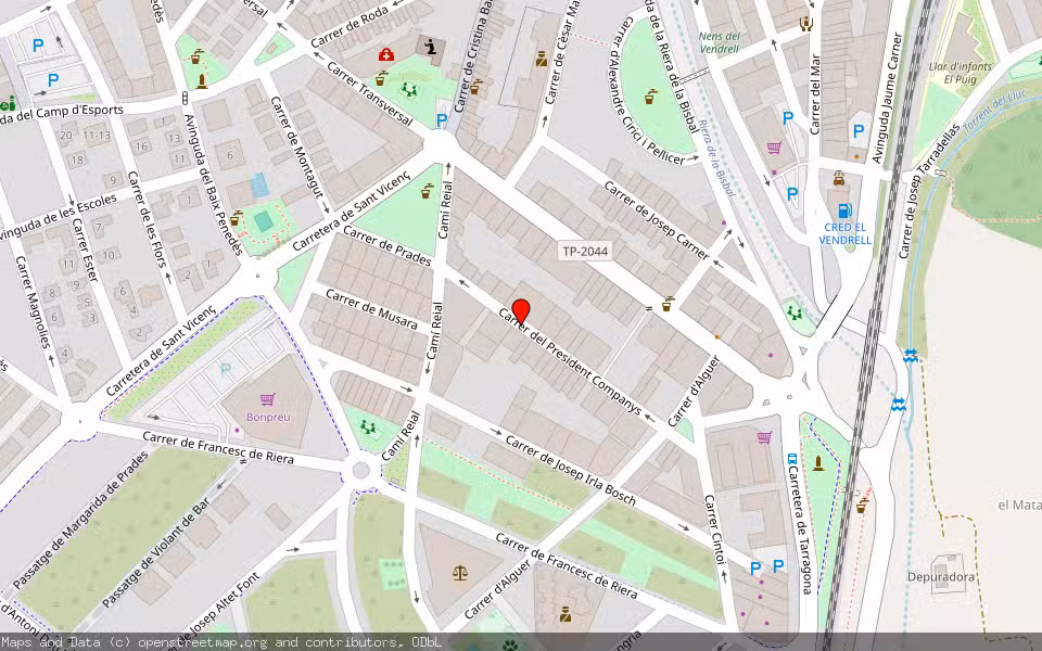 Mapa de Subasta Inmueble (Garaje) en El Vendrell, Tarragona