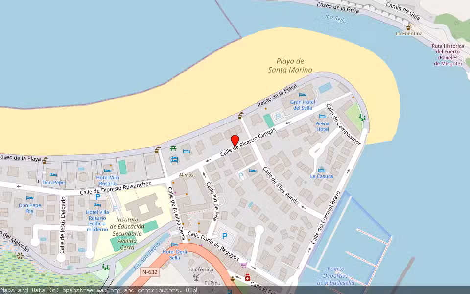 Mapa de Subasta Inmueble (Garaje) en Ribadesella, Asturias