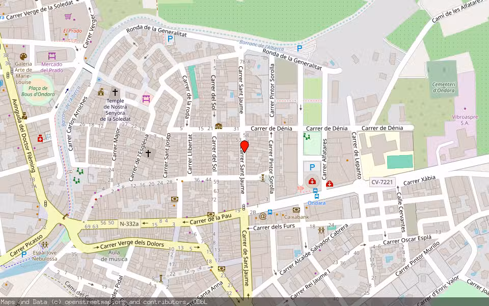 Mapa de Subasta Inmueble (Vivienda) en Ondara, Alicante/Alacant
