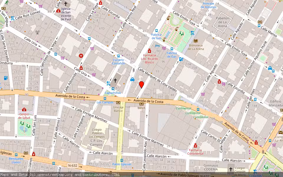 Mapa de Subasta Inmueble (Vivienda) en Gijón, Asturias