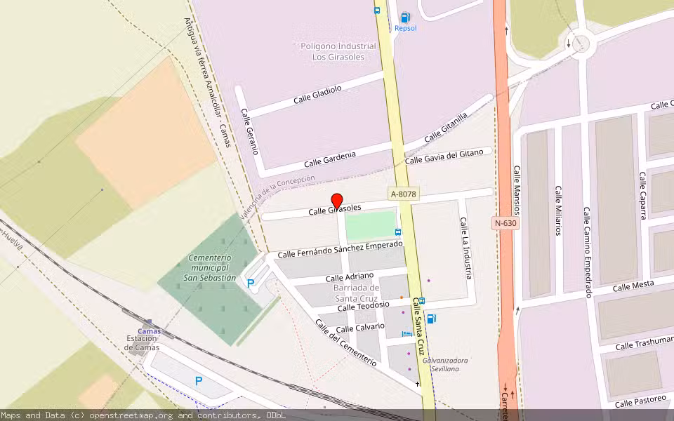 Mapa de Subasta Inmueble (Nave industrial) en Camas, Sevilla