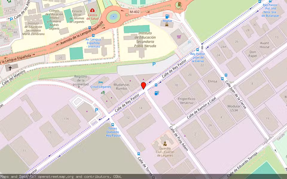 Mapa de Subasta Inmueble (Nave industrial) en Leganés, Madrid