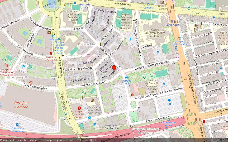 Mapa de Subasta Inmueble (Vivienda) en Malaga, Málaga