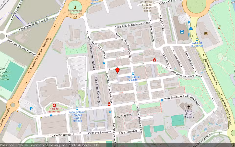 Mapa de Subasta Inmueble (Vivienda) en Mérida, Badajoz