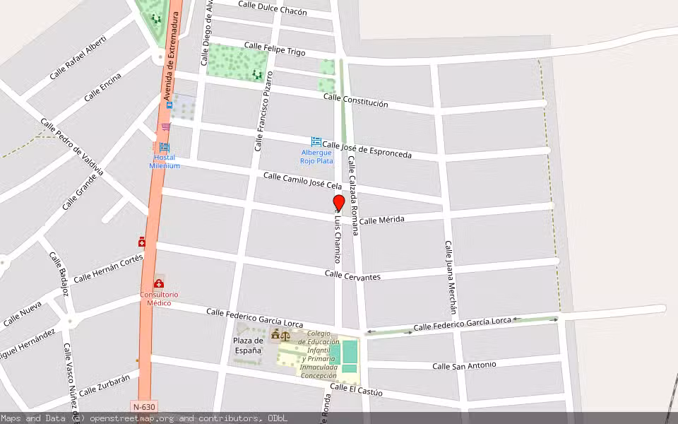 Mapa de Subasta Inmueble (Vivienda) en Merida, Badajoz