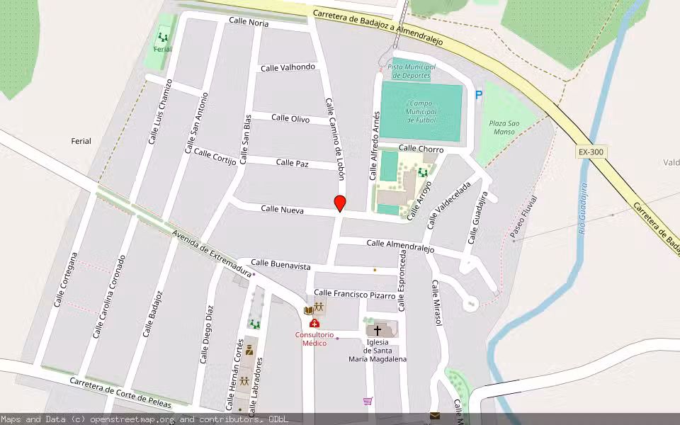 Mapa de Subasta Inmueble (Vivienda) en Almendralejo, Badajoz