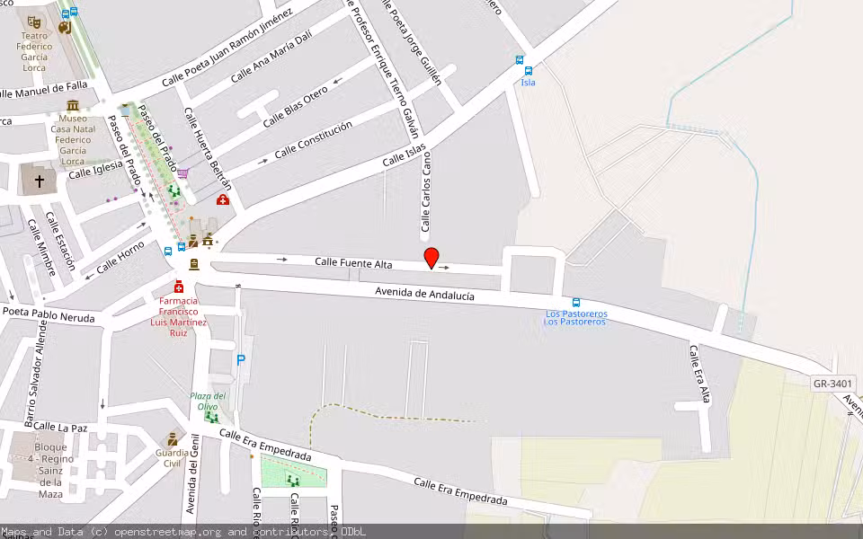 Mapa de Subasta Inmueble (Finca rústica) en Fuente Vaqueros, Granada