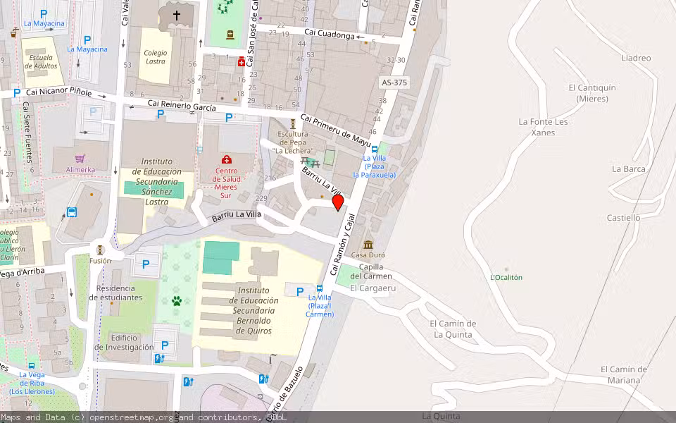 Mapa de Subasta Inmueble (Vivienda) en Mieres, Asturias