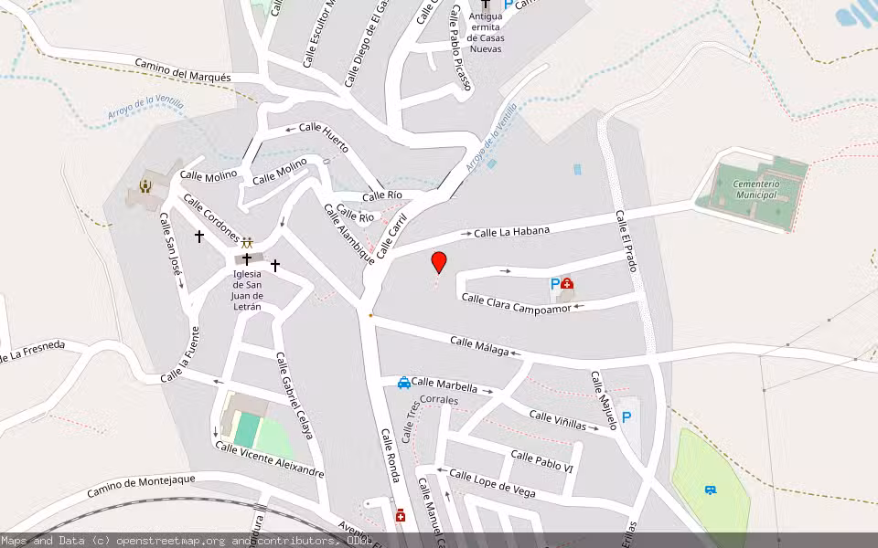 Mapa de Subasta Inmueble (Vivienda) en Arriate, Málaga