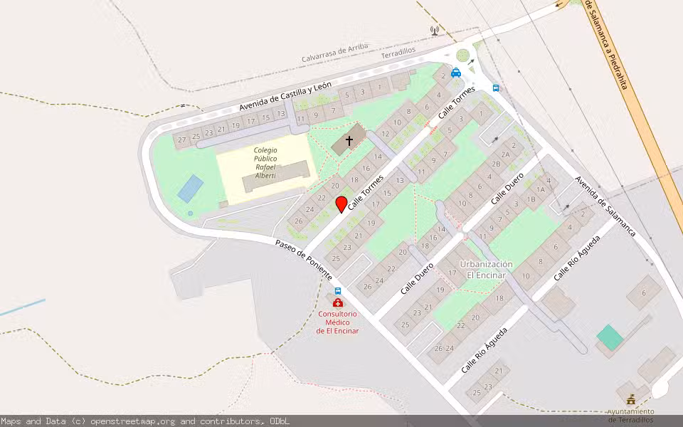 Mapa de Subasta Inmueble (Garaje) en Terradillos, Salamanca
