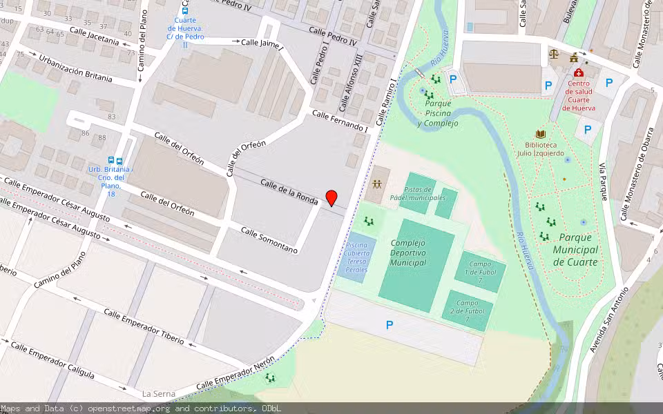 Mapa de Subasta Inmueble (Vivienda) en Cuarte De Huerva, Zaragoza