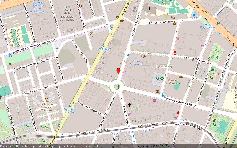 Mapa de Subasta Inmueble (Garaje) en Valencia, Valencia/València