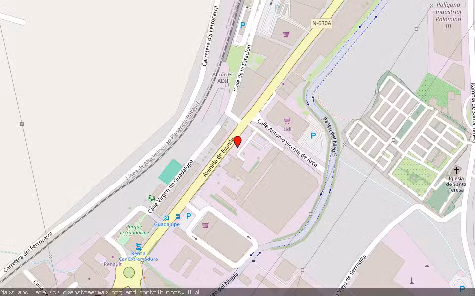 Mapa de Subasta Inmueble (Nave industrial) en Plasencia, Cáceres