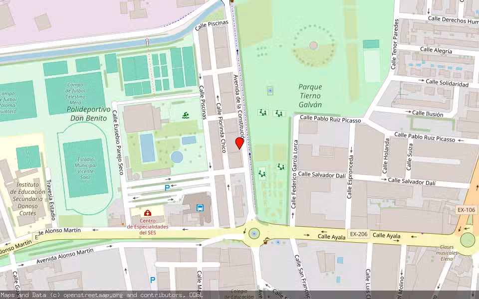 Mapa de Subasta Inmueble (Garaje) en Don Benito, Badajoz