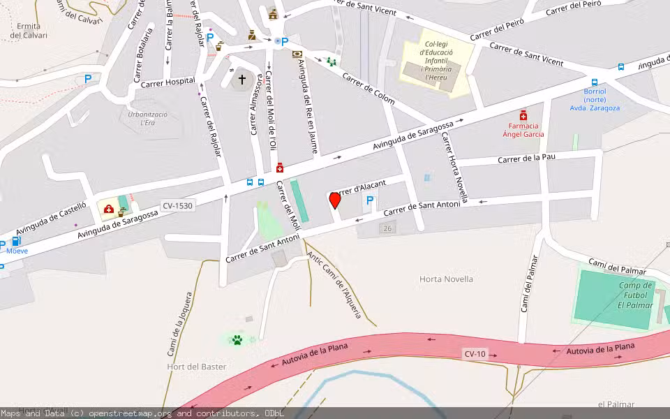 Mapa de Subasta Inmueble (Garaje) en Borriol, Castellón/Castelló