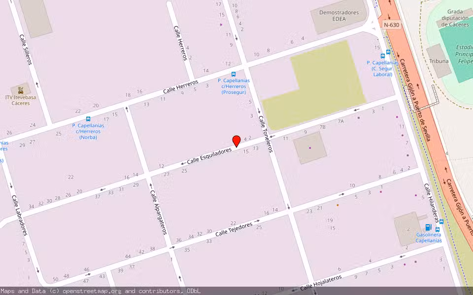 Mapa de Subasta Inmueble (Nave industrial) en Caceres, Cáceres