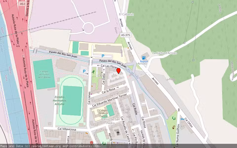 Mapa de Subasta Inmueble (Vivienda) en Mieres, Asturias