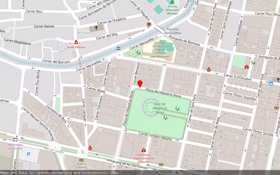 Mapa de Subasta Inmueble (Local comercial) en Gandía, Valencia/València