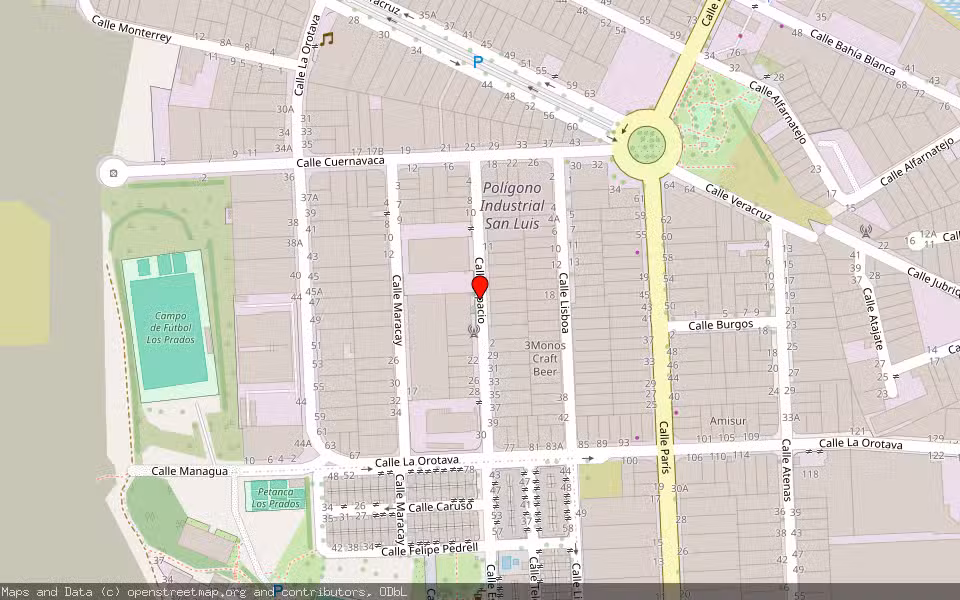 Mapa de Subasta Inmueble (Nave industrial) en Malaga, Málaga