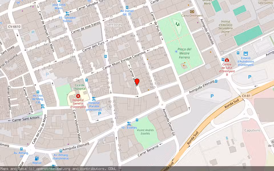 Mapa de Subasta Inmueble (Vivienda) en Ontinyent, Valencia/València