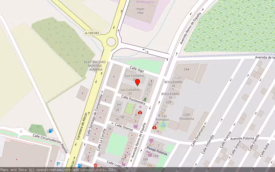 Mapa de Subasta Inmueble (Garaje) en Roquetas De Mar, Almería