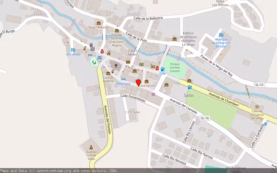 Mapa de Subasta Inmueble (Garaje) en Salas, Asturias