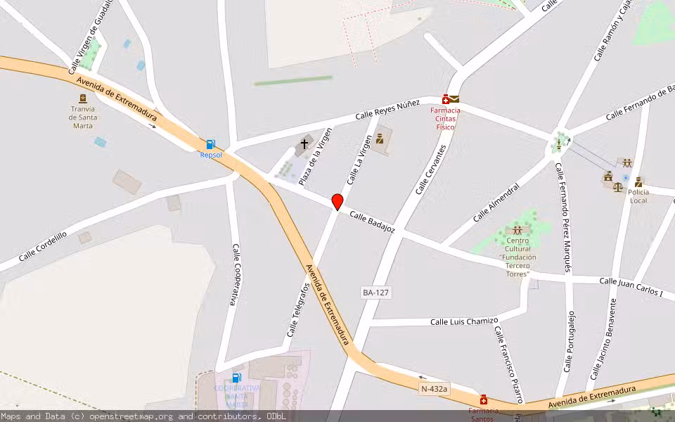 Mapa de Subasta Inmueble (Trastero) en Santa Marta, Badajoz