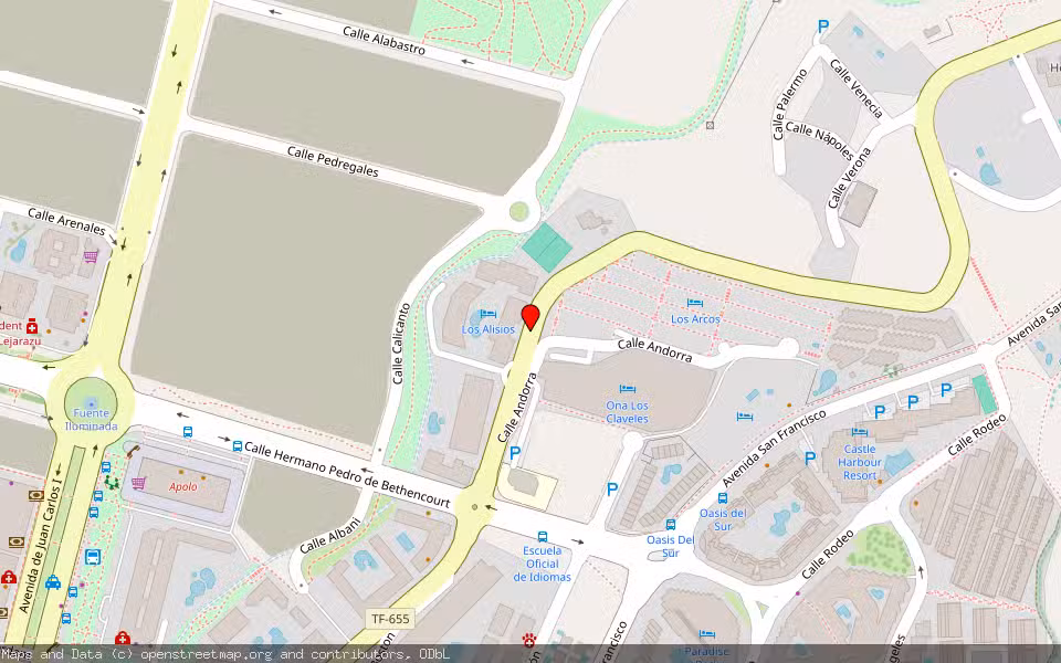 Mapa de Subasta Inmueble (Vivienda) en Los Cristianos, Santa Cruz de Tenerife
