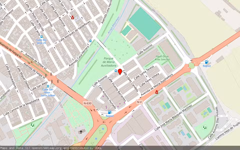 Mapa de Subasta Inmueble (Vivienda) en Merida, Badajoz