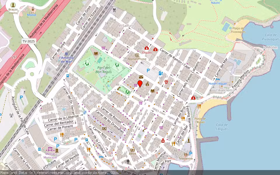 Mapa de Subasta Inmueble (Local comercial) en Ametlla De Mar, Tarragona