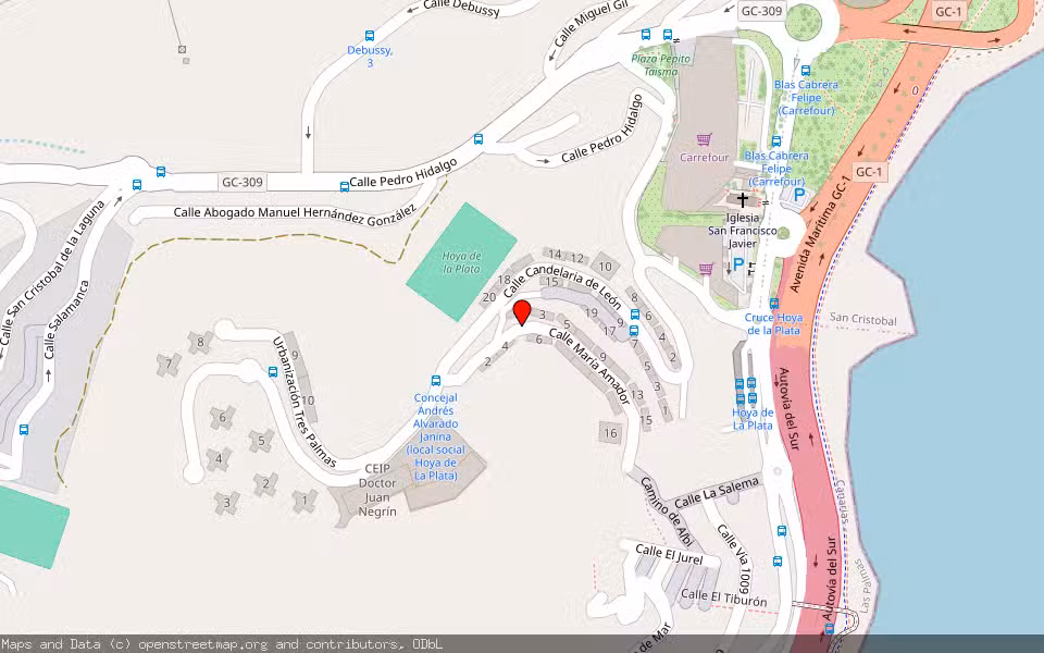 Mapa de Subasta Inmueble (Vivienda) en Las Palmas De Gran Canarias, Las Palmas
