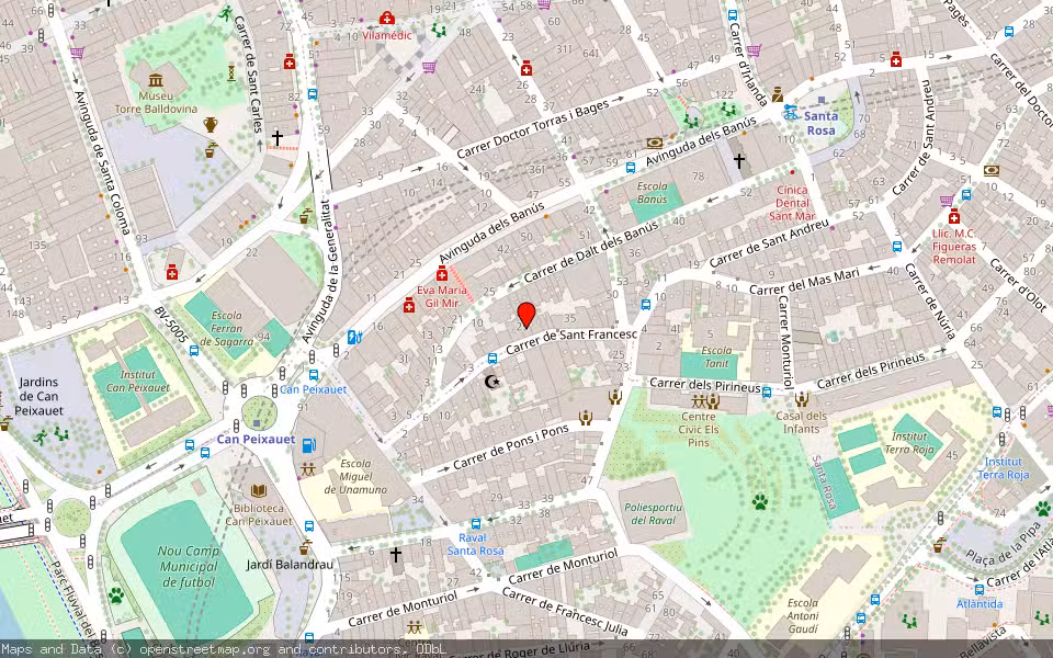 Mapa de Subasta Inmueble (Vivienda) en Santa Coloma De Gramenet, Barcelona