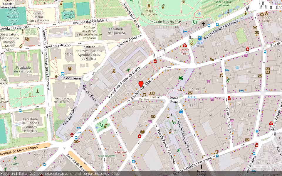 Mapa de Subasta Inmueble (Vivienda) en Santiago De Compostela, A Coruña