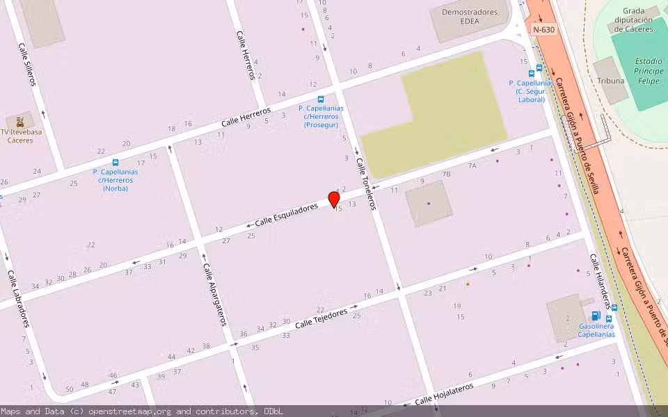 Mapa de Subasta Inmueble (Nave industrial) en Caceres, Cáceres