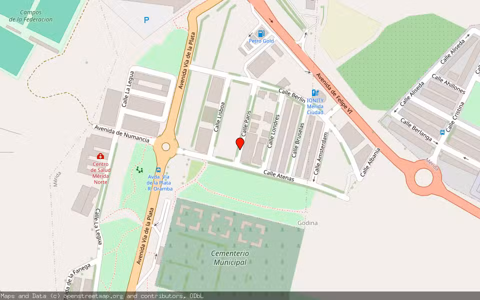 Mapa de Subasta Inmueble (Vivienda) en Mérida, Badajoz