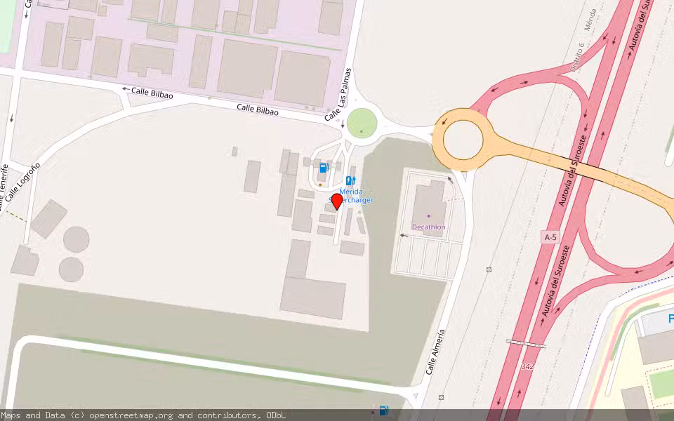Mapa de Subasta Inmueble (Nave industrial) en Merida, Badajoz
