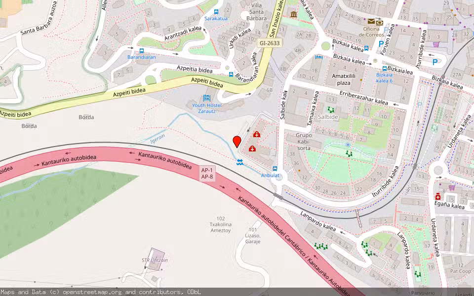 Mapa de Subasta Inmueble (Garaje) en Zarautz, Gipuzkoa