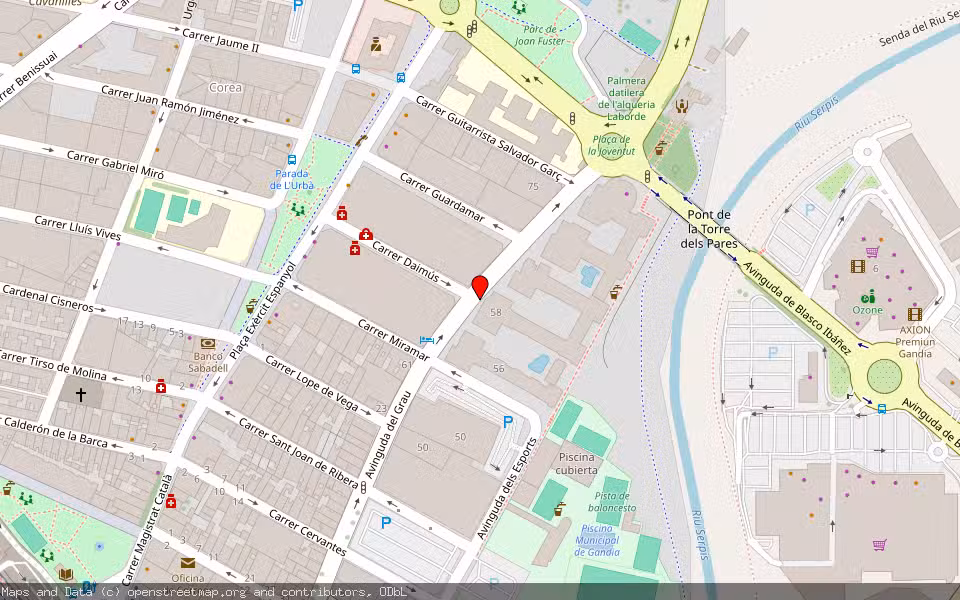 Mapa de Subasta Inmueble (Garaje) en Gandia, Valencia/València