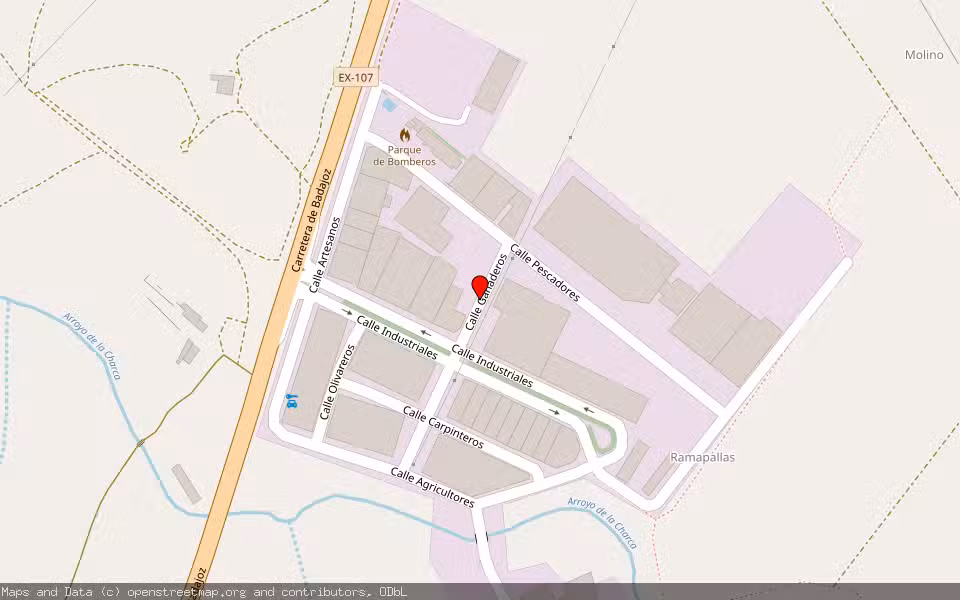 Mapa de Subasta Inmueble (Nave industrial) en Olivenza, Badajoz