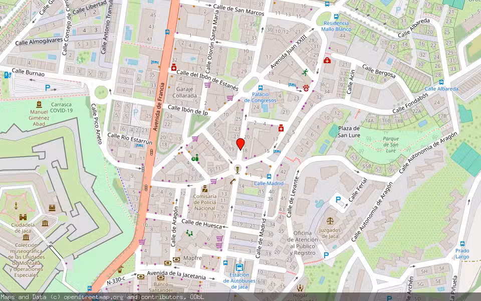 Mapa de Subasta Inmueble (Vivienda) en Jaca, Huesca