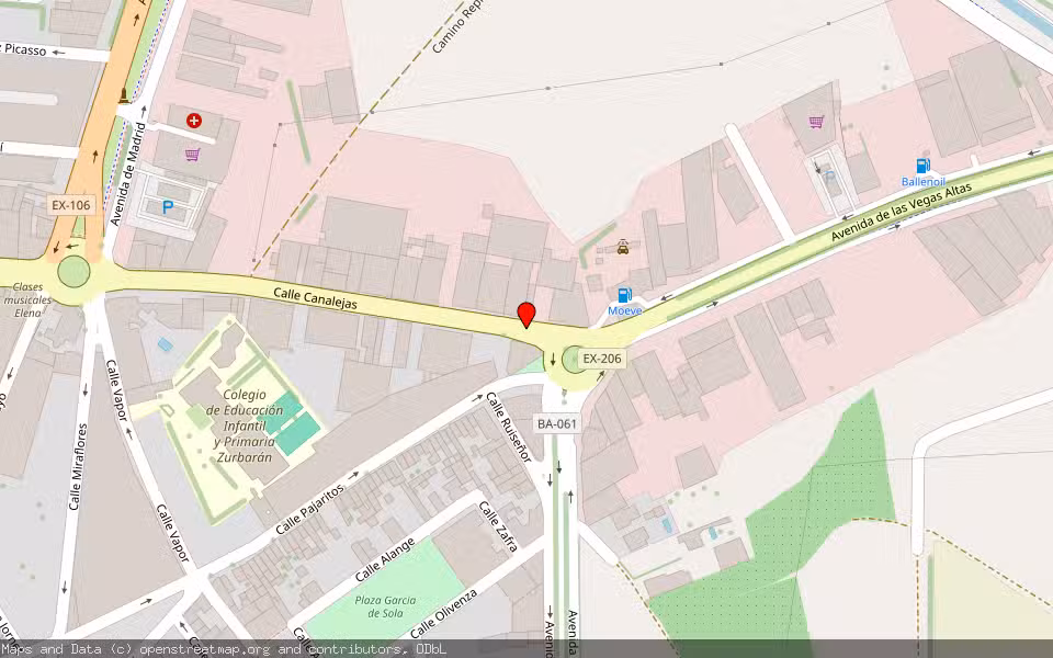 Mapa de Subasta Inmueble (Garaje) en Don Benito, Badajoz